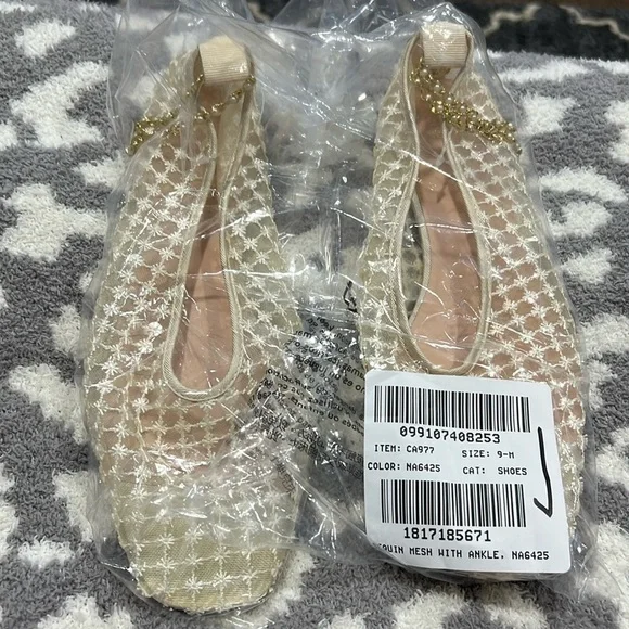 Quinn embellished removable ankle-strap ballet flats in mesh - Picture 2 of 5